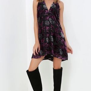 BB Dakota Purple and Black Floral Dress